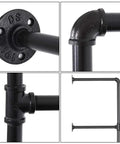 Industrial Style Wall Mount Pipe Shelf Kit Black 4 Tier Open Bookshelf DIY Iron Pipe Shelving System Two Pack connectors