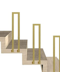 Heavy Duty U Shaped Handrails For Indoor And Outdoor Steps Rock Solid Steel Stair Railing displayed on modern wooden stairs.