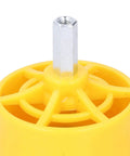Close-up of the Heavy Duty 6 Piece Alloy Steel Pipe Threader Tool Set For Pvc And Metal Conduit half inch die with yellow plastic design.