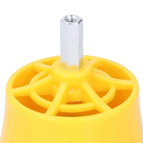Close-up of the Heavy Duty 6 Piece Alloy Steel Pipe Threader Tool Set For Pvc And Metal Conduit half inch die with yellow plastic design.