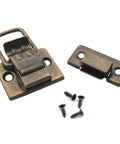 Vintage Wooden Case Toggle Latch Set 4 Pieces With 16 Screws 1.4x1.2 Inch, bronze-tone metal latch with screws close-up