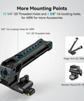 Lightweight NATO Top Handle With Quick Release NATO Rail For DSLR Camera Cages, ergonomic silicone grip with threaded holes.