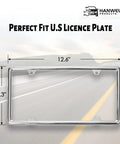 Beefy Chrome Zinc Alloy License Plate Frame Universal Fit Heavy Duty Never Rust Durable With Metal Screws Chrome Caps And Screwdriver Included Slim Design That Will Not Cover Your Tag shown on highway background