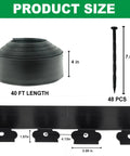 40 Foot Landscape Edging Kit With 48 Spikes Flexible Lawn Border size details, 4 in tall roll and 48 spikes, no dig design