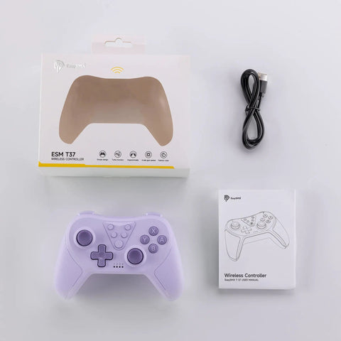 Wireless Bluetooth Gamepad For Switch With Wake Up Support 6 Axis Gyro Turbo Mode Adjustable Vibration Low Latency Pro Controller, purple, with packaging and cable