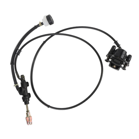 Beefed Up Hydraulic Disc Brake Caliper System With 1.5m Hose And Pads for ATV Quad Go Kart Mini Bike shown in black finish
