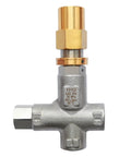 Pressure regulator valve cross fitting with brass top and gray AISI 303 body, G1/2 inlet/outlet