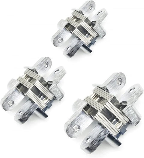 2 Pack Stainless Steel Hidden Door Hinges 180 Degree Concealed Folding Cross Hinges For Gates Doors Cabinets And Home Hardware