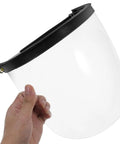 Badass Heavy Duty Protective Visor With Rock Solid Impact Resistant Shield held in hand, clear visor for welding and grinding.