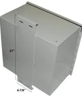 Built Tough Nema 4X Aluminum Electrical Enclosure Box 17 By 17 By 10 Inches with removable back plate, side view with dimensions.