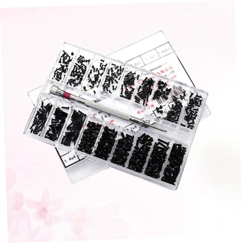 Two Piece Miniature Screw Set With 18 Different Sizes Flat Head And Round Head Tiny Screws For Glasses And Crafts Grab And Go Portable Storage Case