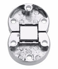 Heavy Duty Zinc Alloy Self Supporting Folding Table Hinges Two Pack Built Like A Tank oval hinge showing rounded shape and screw holes.