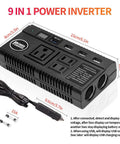 Game Changer 120W Car Power Inverter Loads Up Your Ride With Four Quick Charge USB slots and three standard outlets, compact design.