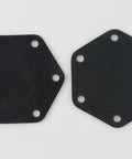 Two Pack Unloader Tower Diaphragms For Air Compressors 1855 Replacement Set shown in black with hex shape and mounting holes.