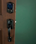 Right Hand Touchscreen Deadbolt With Built In Alarm For Keyless Entry On Main Doors Featuring Rust Resistant Aged Bronze Trim