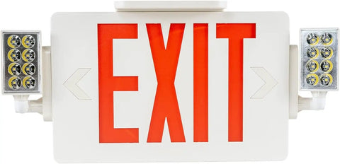 LED Exit Signs With Emergency Lights Double Sided Adjustable Emergency Combo Light With Backup Battery Built Tough Hard Wired