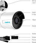 4MP PoE Outdoor Bullet IP Cam Add On For Reolink NVR Systems with features labeled, including lens and IR LEDs