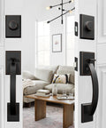 Front Door Lock Set With Double Door Handle And Dummy Exterior Lock Oil Rubbed Bronze Zinc Alloy Universal Reversible Design