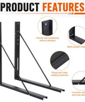 Set Of 2 Steel Truck Tool Box Mounting Brackets 24 By 24 Inch Underbody Mounting Kit features and details, black alloy steel