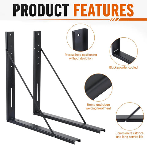 Set Of 2 Steel Truck Tool Box Mounting Brackets 24 By 24 Inch Underbody Mounting Kit features and details, black alloy steel