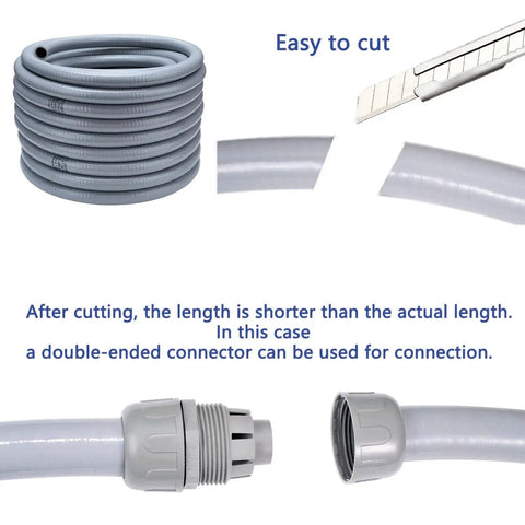 Hardcore Eighty Foot Half Inch Npt Pvc Liquid Tight Conduit Kit With Ul Certified Straight And Rotating Fittings, easy-to-cut conduit sections with a double-ended connector.