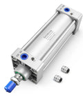 Heavy Duty Pneumatic Air Cylinder With 80mm Bore And 200mm Stroke Double Acting Single Rod Three Eighths Port M20 By 1.5 Threaded Rod