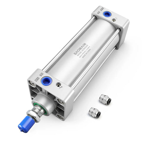Heavy Duty Pneumatic Air Cylinder With 80mm Bore And 200mm Stroke Double Acting Single Rod Three Eighths Port M20 By 1.5 Threaded Rod