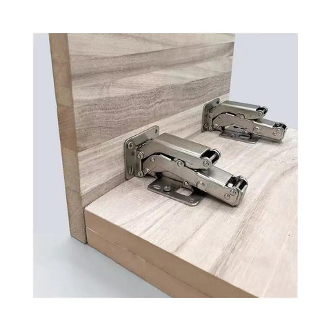 2-Pack 170 Degree Frameless Cabinet Hinges With Hidden Hydraulic Soft Close, Adjustable Mounting, installed on wooden cabinet door