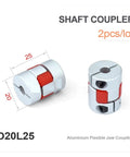 Super Dope 2 Pack Flexible Shaft Couplers For Your CNC And 3D Printer Build With Durable Aluminum Alloy Jaw Design In Compact Sizes To Keep Your Motor Connectors Rock Solid And Smooth. D20L25 aluminum flexible jaw shaft coupler 2pcs