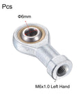 2 Pack Spherical Rod End Bearing With 6mm Bore And M6x1.0 Left Hand Female Thread Connector Self Lubricated Joint Built To Last Heavy Duty Steel Body For Hydraulic Cylinders And Industrial Machinery, 2 pcs, 6mm bore, left-hand thread