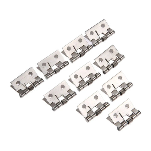 Rotating Concealed Door Hinge Set Stainless Steel Spring Butt Hinges For Cabinets And Drawers 10 Pieces Silver 4 Hole Mount
