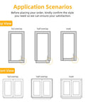 Illustration showing application scenarios for Two Pack Full Overlay Cabinet Hinges Frameless Self Closing Silent Soft Close.