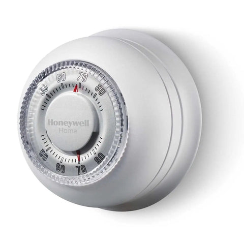 Round Heat Only Manual Thermostat Large White Easy Install Mercury Free Precise Temperature Control Plus Minus One Degree F Classic Wall Mounted Thermostat With Decorative Cover Ring