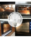 Four Pack A15 Oven Bulbs 40W 120V With E26 Base 2700K Warm White 330 Lumens High Temp Ready Up To 572F used in ovens.
