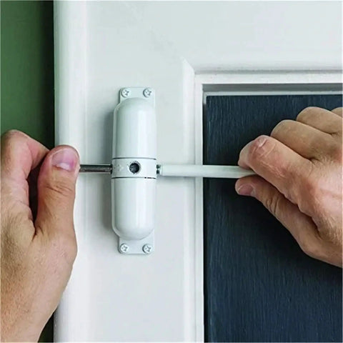 Installing Adjustable Surface Mounted Automatic Door Closer Zinc Alloy Fire Rated Stopper Hardware Kit on white door