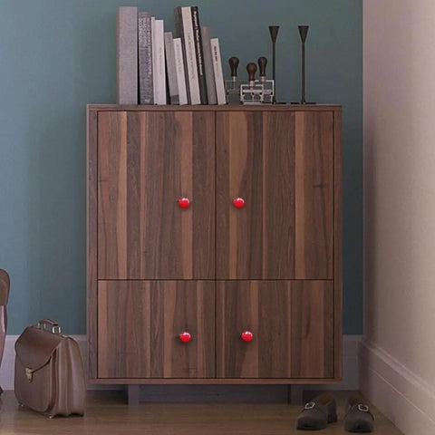 Dang Nice Vintage Round Ceramic Cabinet Knobs Rock Solid Kitchen And Bathroom Drawer Pulls Smooth Grip Red Hardware For Dresser Cupboard And Wardrobe With Four Screws Included on wooden cabinet.
