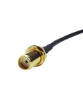 Close-up of SMA-Female connector on Male To Female 33Ft Coax Extension Cable RG174 Low Loss Antenna Extender for SDR WiFi GPS LTE 4G 5G