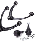 Front suspension kit, black: two upper control arms, two lower ball joints, two sway bars, four tie rods, mounting hardware