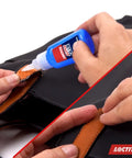 Person applying Heavy Duty Super Glue for Fast, Strong Bond on Plastic, Wood, Metal and Crafts, Clear Liquid Adhesive With Quick Dry