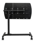 Crush Your Daily Grind With This Rock Solid Adjustable Height Rolling Computer Desk Featuring Lockable Casters And Portable Standing Workstation For Home Office Smooth Mobile Laptop Station Black, side view showing sturdy steel base and adjustable height feature.