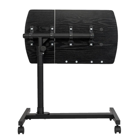 Crush Your Daily Grind With This Rock Solid Adjustable Height Rolling Computer Desk Featuring Lockable Casters And Portable Standing Workstation For Home Office Smooth Mobile Laptop Station Black, side view showing sturdy steel base and adjustable height feature.