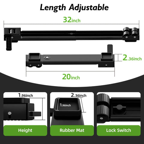 20 To 32 Inch Extendable Appliance Sliders With Liftable Anti Slip Base For Easy No Hassle Moving Of Washing Machines, Dryers, Refrigerators And Heavy Furniture, Heavy Duty Rollers For Smooth Glide And Stable Lift Black. Features adjustable measurements and locking mechanisms.