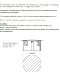 Installation guide for Power Tap Grommet With Hidden Center For Desk Setup; diagram with cutout and shim details