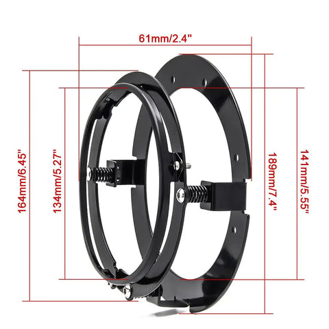 5.75 Inch Round LED Headlight Mount Bracket For Motorcycle, Heavy Duty Metal Alloy Mount With Rust Resistant Finish, Fits Most 5-3/4 Inch Headlights
