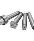 Essential 4 Piece Wood Turning Center Set With Spur And Cup Tool For Lathe Spindle Work, showing durable steel tools for DIY.
