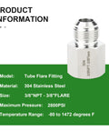 2-Pack 304 Stainless Steel Tube Flare Fittings Adapter 3/8 Inch Male Flare to 3/8 Inch NPT Female Half Union with Protective Case Go-To Choice for Industrial Piping and Equipment Connections, 3/8 NPT flare fitting