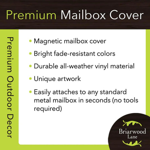 Gnome Sweet Gnome Spring Mailbox Cover premium vinyl features with magnetic attachment and vibrant colors displayed.