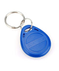 Blue RFID key fob from Rugged Weatherproof Metal Keypad Reader For Four Doors Access Control Kit with ring attachment