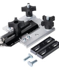 Precision Table Saw Thin Rip Jig Sliding Guide for Dialing Dead Zero with dual bearings and knobs for accurate wood strips.