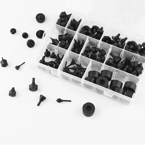 Go-To Heavy-Duty Rubber Bumper Kit For Cars And Trucks - 160-Piece Black Bumper Stopper Assortment in case